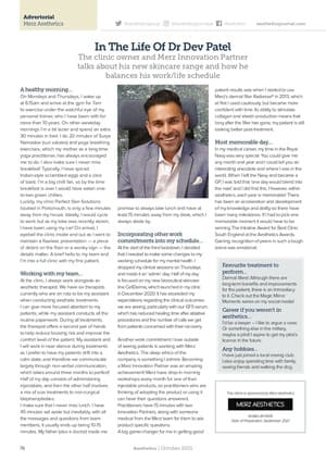 Dr Dev Patel featured in Aesthetics Journal